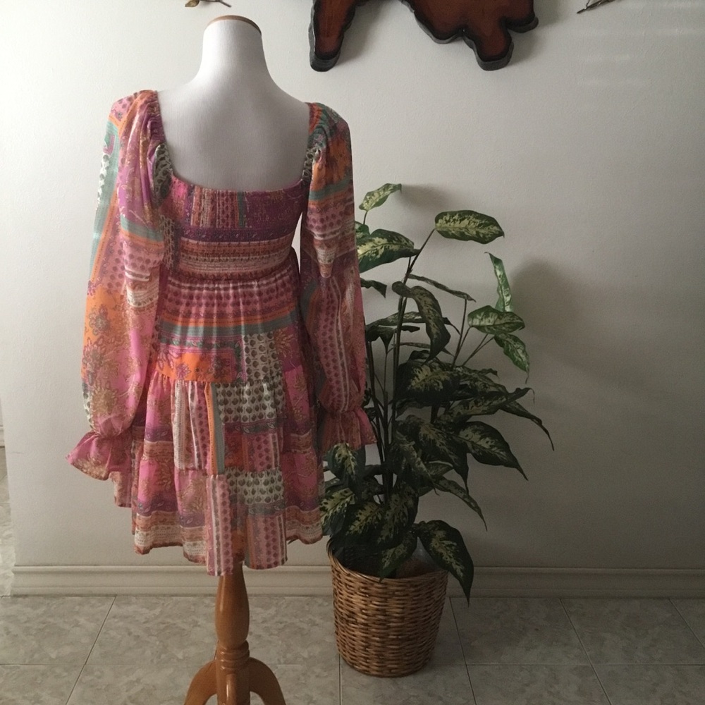 🌹Host Pick🌹 Flying Tomato Pink and Multicolor Boho Dress - Picture 2 of 7